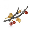 Брошь из серебра с позолотой, фианитом