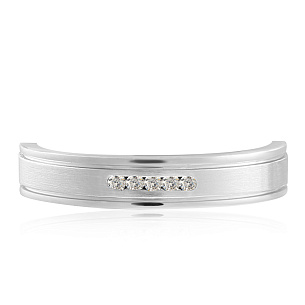 Кольцо обручальное из белого золота с бриллиантом