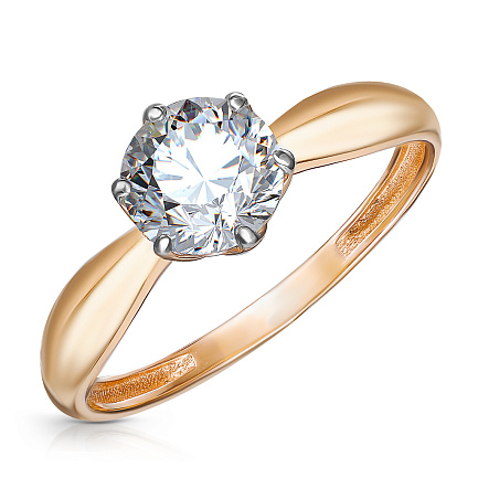 Кольцо из красного золота с фианитом