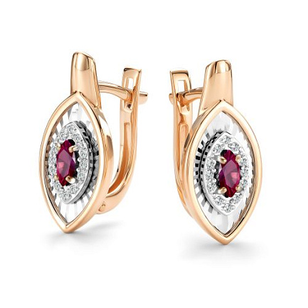 Серьги с английским замком из красного золота с бриллиантами