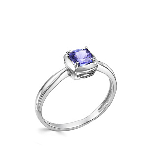 Кольцо из белого золота с танзанитом