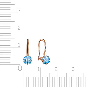 Серьги с французским замком из красного золота с фианитом