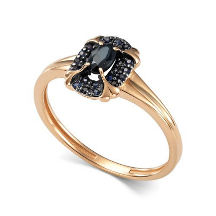 Кольцо из красного золота с сапфирами