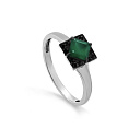 Кольцо из серебра с агатом, фианитами