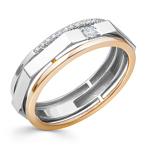 Кольцо обручальное из комбинированного золота