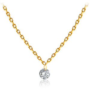 Колье из желтого золота с бриллиантом, плетение якорное