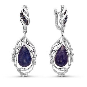 Серьги с английским замком из белого золота с бриллиантами