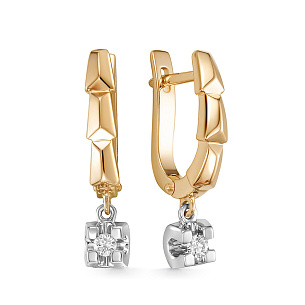 Серьги из красного золота с бриллиантом