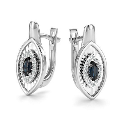 Серьги с английским замком из белого золота с бриллиантами