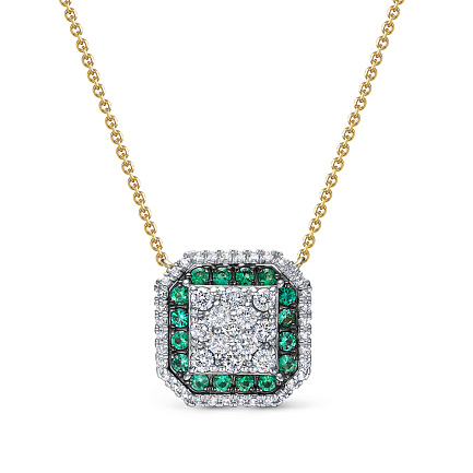 Колье из золота с бриллиантами, изумрудами