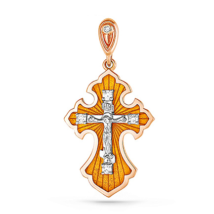 Крест из красного золота с бриллиантами