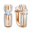 Серьги с английским замком из красного золота с фианитами