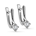 Серьги с английским замком из белого золота с бриллиантами