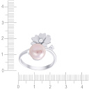 Кольцо из серебра с жемчугом, фианитом