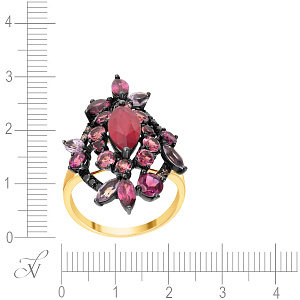 Кольцо из комбинированного золота с бриллиантами, рубином