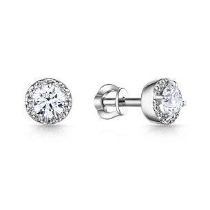 Серьги Пусеты из белого золота с бриллиантами