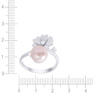 Кольцо из серебра с фианитом, жемчугом