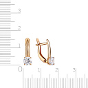 Серьги с английским замком из красного золота с фианитом