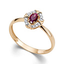Кольцо из красного золота с бриллиантами, рубином