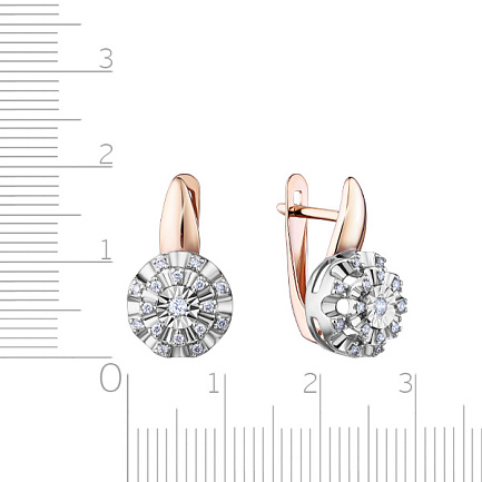 Серьги с английским замком из красного золота с бриллиантами