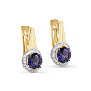 Серьги с английским замком из желтого золота с бриллиантами