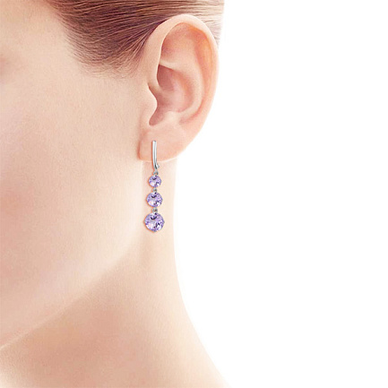 Серьги с английским замком из белого золота с аметистом