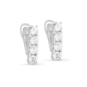 Серьги с английским замком из серебра с фианитом