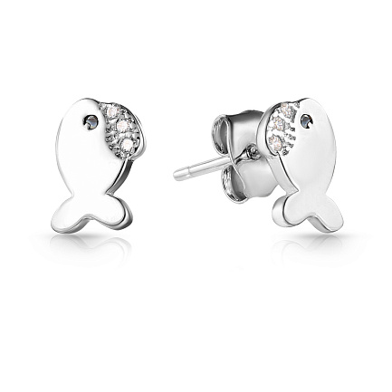 Пусеты из серебра с фианитом