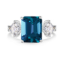 Кольцо из белого золота с бриллиантами, топазами