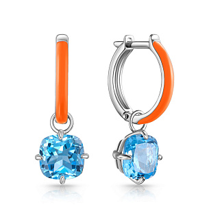 Серьги с английским замком из серебра с эмалью