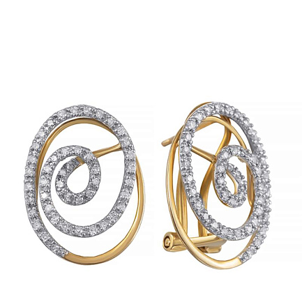 Серьги из желтого золота с бриллиантами