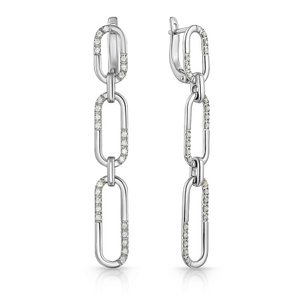 Серьги с английским замком из белого золота с бриллиантами