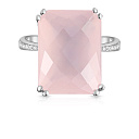 Кольцо из белого золота с бриллиантами, кварцем