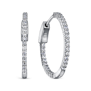 Серьги с английским замком из серебра с фианитом