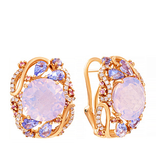 Серьги из красного золота с сапфиром