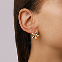 Серьги с английским замком из желтого золота с хризолитами