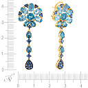 Серьги из желтого золота с сапфирами, топазами