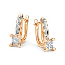 Серьги с английским замком из красного золота с бриллиантами