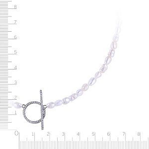 Колье из серебра с жемчугом, фианитом