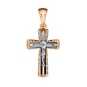 Крест из красного золота с фианитом