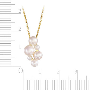 Колье из желтого золота с жемчугом, плетение якорное