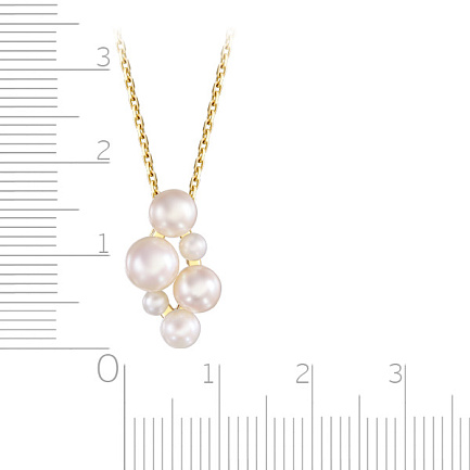 Колье из желтого золота с жемчугом, плетение якорное