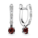 Серьги из серебра с гранатами, фианитами