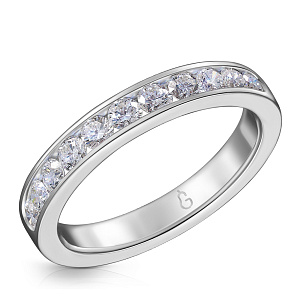 Кольцо обручальное из белого золота с бриллиантами