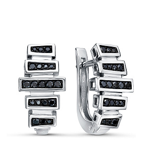 Серьги с английским замком из белого золота с бриллиантами