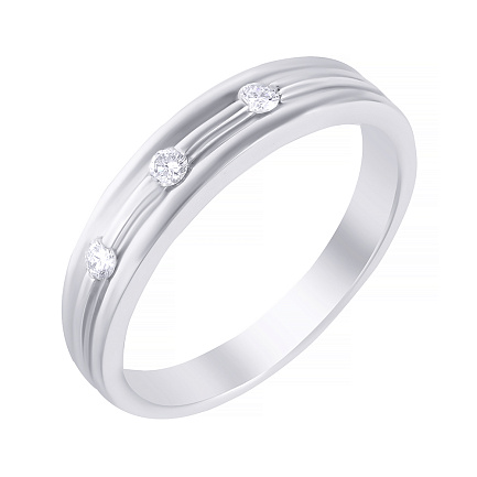 Кольцо обручальное из белого золота с бриллиантами