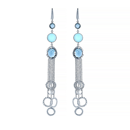 Серьги с английским замком из серебра с топазом