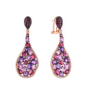 Серьги из красного золота с бриллиантами, аметистами