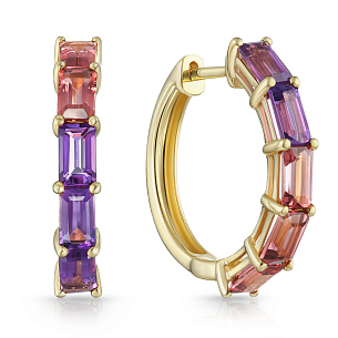 Конго с турмалинами, аметистами из желтого золота