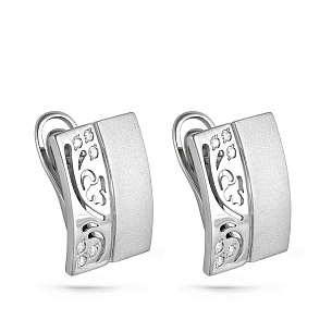 Серьги с английским замком из серебра с фианитом